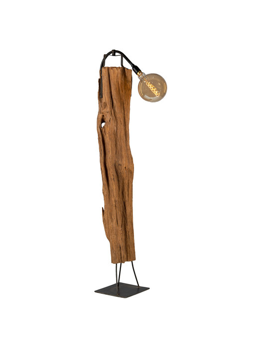 Teak Lampe Fikiri Mit Eiserner Hals