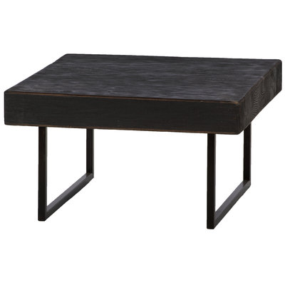 Balok - Holz Couchtisch Mit Eisen Tischbeine (quadrat) (schwarz)