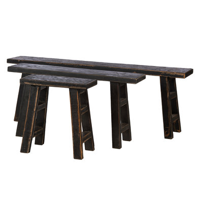 Teak Schulbank (Schwarz)
