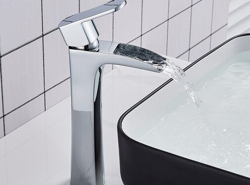VALISA Wastafel Messing Kraan Waterval Uitloop chroom