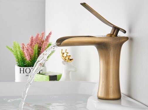 VALISA Luxe waterval wastafelkraan enkele handgreep antiek