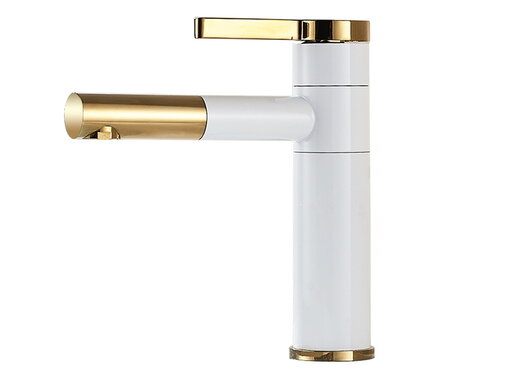 VALISA Messing wastafelkraan draaibare Uitloop wit goud