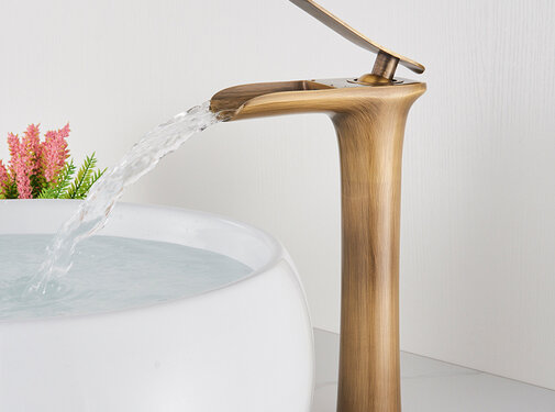 VALISA Hoge wastafelkraan waterval Antiek enkele handgreep