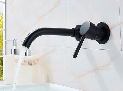 VALISA Mat Zwart Messing Wastafel Mengkraan Wandkraan Inbouw