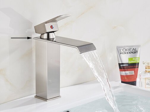 VALISA Luxe waterval wastafel kraan messing mengkraan Geborsteld nikkel E