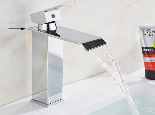 VALISA Luxe waterval wastafel kraan messing mengkraan chroom E