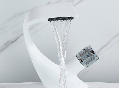 VALISA Moderne Luxe Design Witte Wastafel Mengkraan Creatieve Waterval Kraan