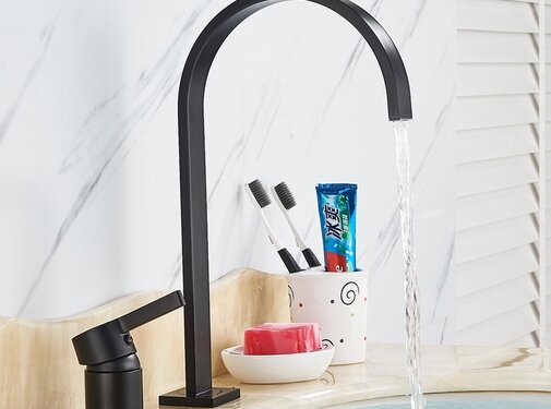 VALISA Hoge 2-Gats Wastafel Kraan Mat Zwart Wastafel mengkraan Draaibaar