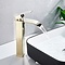 Goud Gepolijst Verhoogd Design Wastafelkraan Waterval Uitloop