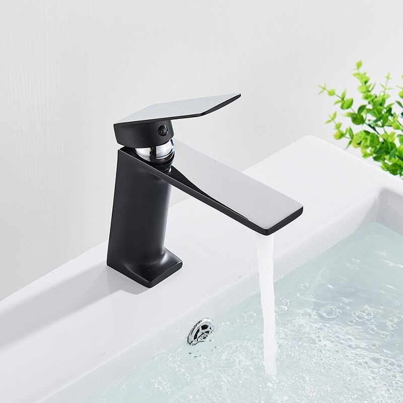 Black Basin Mixer Tap High Body, Bathroom Basin Faucets Monobloc Tap with Single Lever, Beelee BL6682BH