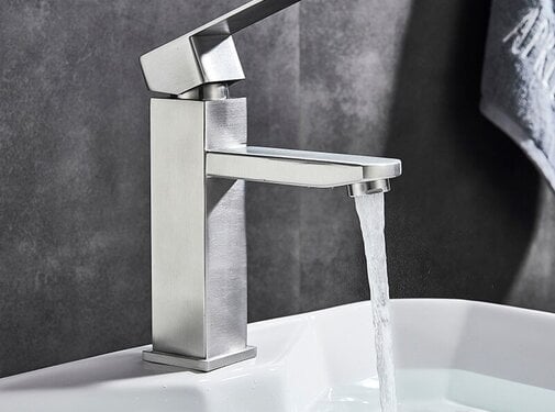 VALISA Wastafelkranen Badkamerkraan Enkel handvat geborsteld nikkel laag