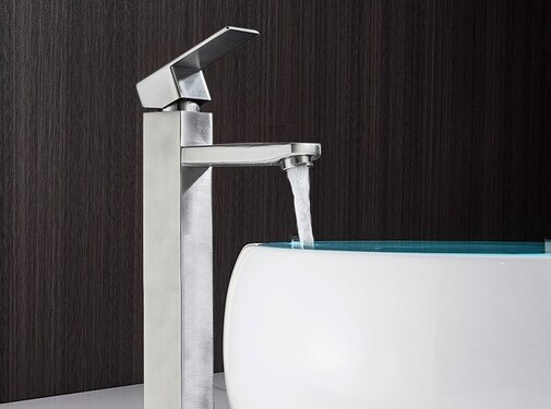 VALISA Wastafelkranen Badkamerkraan Enkel handvat geborsteld nikkel hoog