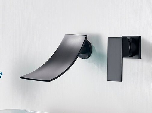 VALISA Brede waterval wastafel wand mengkraan zwart