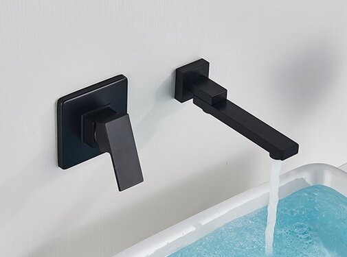 VALISA Zwart draaibare waterval wastafel wand mengkraan