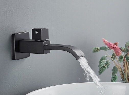 VALISA Koud water wastafel Kraan wandkraan messing enkele knophandgreep zwart brons