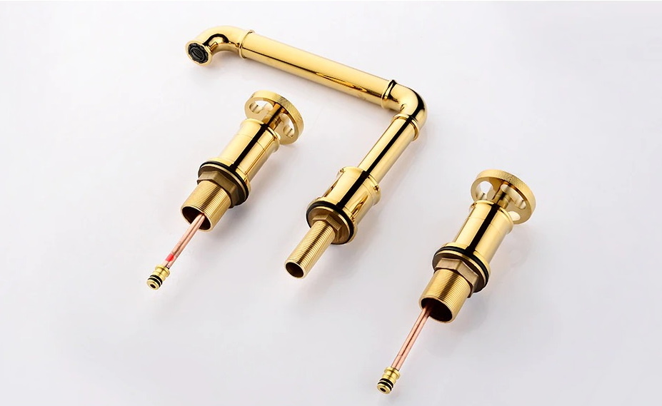 Shop nu deze Retro industriële stijl wastafelkraan dubbel handvat mengkraan 3 gats zwart op Valisa.nl