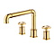 Retro industriële stijl wastafelkraan dubbel handvat mengkraan 3 gats goud
