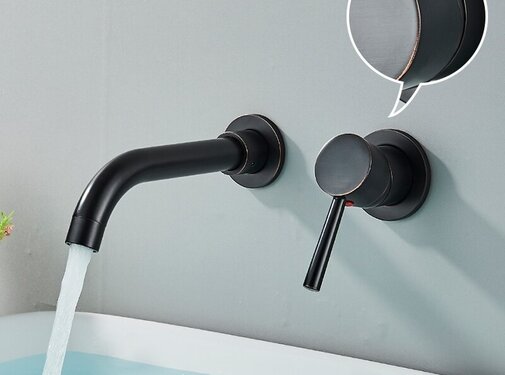 VALISA zwart brons Messing Wastafel Mengkraan Wandkraan Inbouw