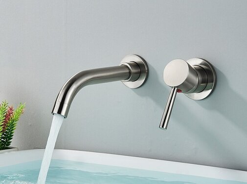 VALISA Geborsteld nikkel Messing Wastafel Mengkraan Wandkraan Inbouw