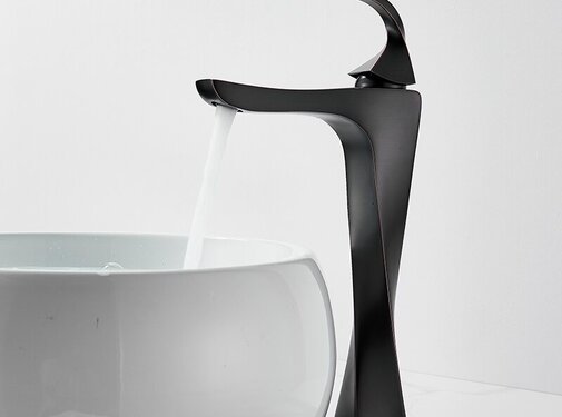 VALISA Hoog gedraaide design wastafel kraan zwart brons