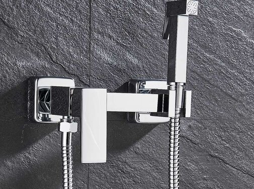 VALISA Bidet chroom handdouche met mengkraan vierkant douchespuit