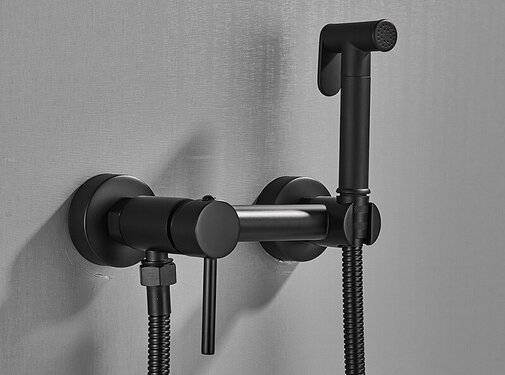 VALISA Bidet handdouche met mengkraan rond douchespuit zwart
