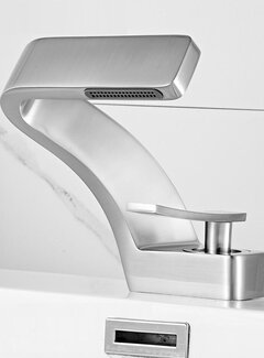 VALISA Luxe design wastafel waterval mengkraan nikkel geborsteld modern
