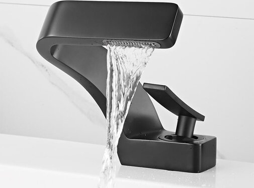 VALISA Luxe design wastafel waterval mengkraan zwart modern