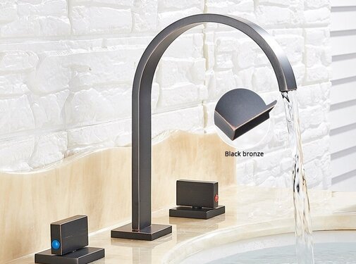 VALISA Hoge 3-Gats zwart brons wastafel kraan wastafel mengkraan draaibaar