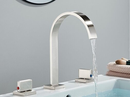 VALISA Hoge 3-Gats geborsteld nikkel wastafel kraan wastafel mengkraan draaibaar