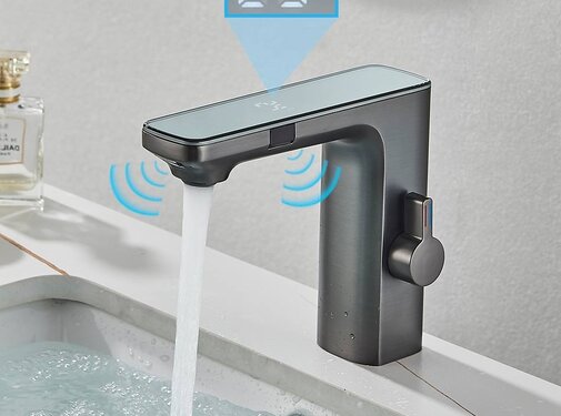 VALISA Smart infrarood sensor wastafel mengkraan met digitaal display kraan gun metal