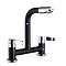 Moderne brugkraan met draaibare uitloop dubbele hendel wastafel keuken kraan zwart chroom