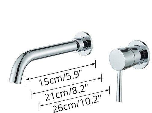 VALISA Chroom gepolijst Wastafel Mengkraan Wandkraan Inbouw 2 delen 15cm