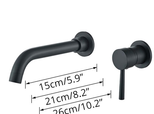 VALISA Zwart Wastafel Mengkraan Wandkraan Inbouw 2 delen 26cm