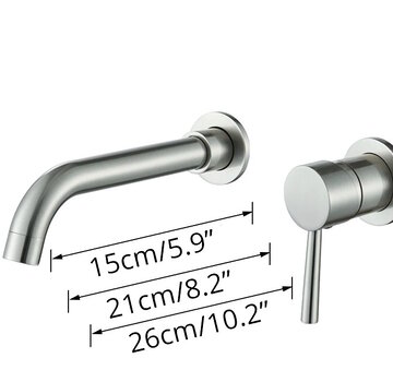 VALISA Geborsteld Nikkel Wastafel Mengkraan Wandkraan Inbouw 2 delen 21cm