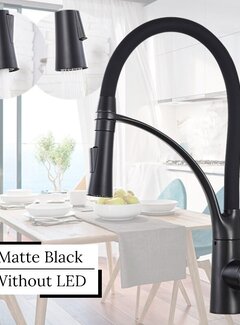 VALISA Buigbare keukenkraan mat zwart rubber zwarte slang