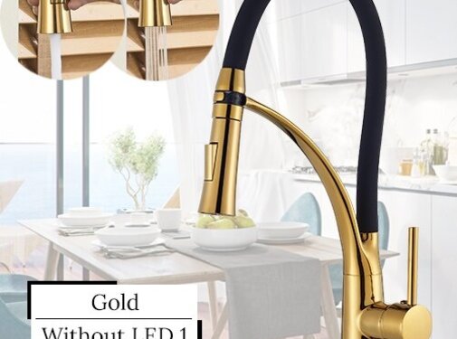 VALISA buigbare keukenkraan met 2 standen goud