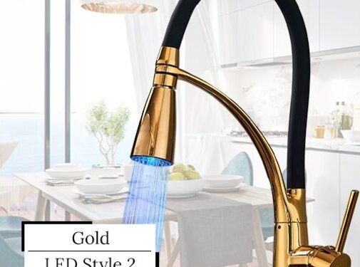 VALISA Buigbare keukenkraan goud en LED