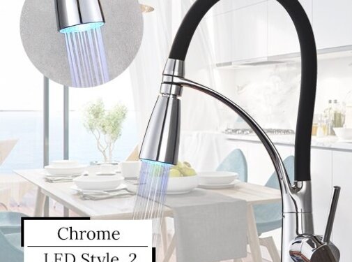 VALISA Buigbare keukenkraan chroom LED 2