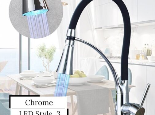 VALISA Buigbare keukenkraan chroom met LED 3
