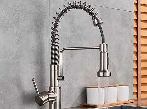 VALISA Keuken Pull Down mengkraan 2 functie Geborsteld Nikkel