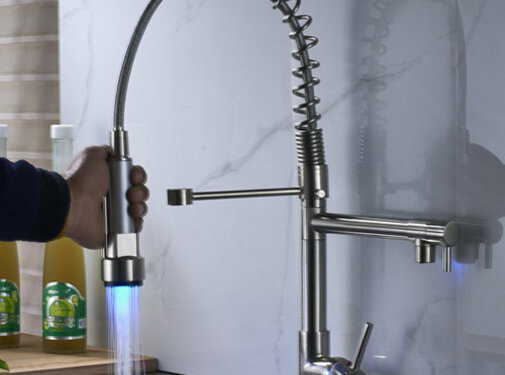 VALISA LED Pull Down Dual Uitloop mengkraan