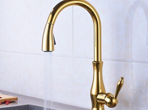 VALISA Bold keukenkraan Pull Down kraan met 2 functies goud