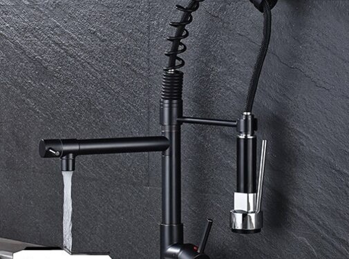 VALISA Zwarte Horeca Kraan keuken Pull Down Spoel kraan Zwart brons G