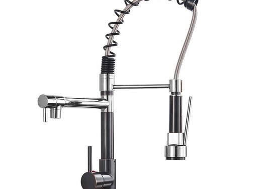 VALISA Horeca Kraan zwart chroom Pull Down Spoel kraan ORB en Chroom