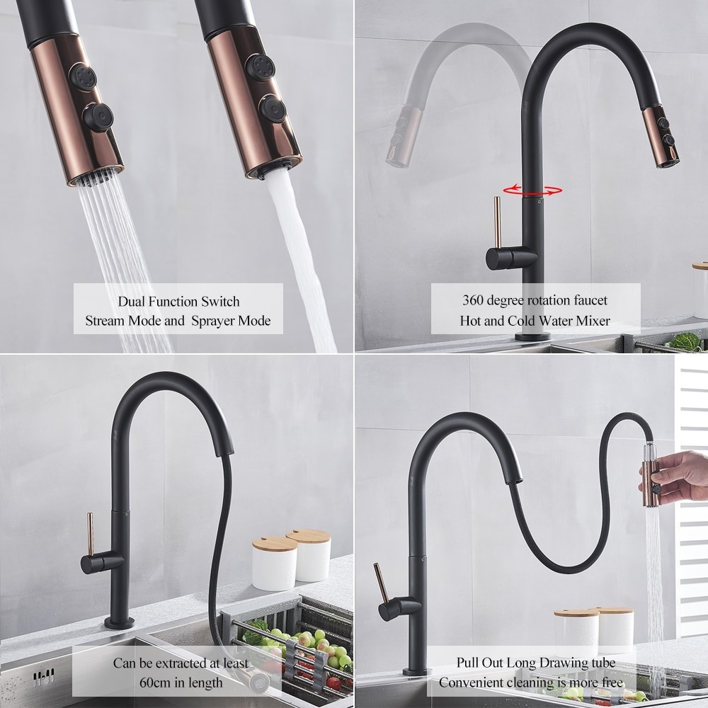 Shop nu deze Zwarte keuken meng Kraan met Sensitive Smart Touch op Valisa.nl