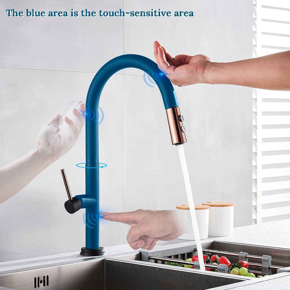 Shop nu deze Zwarte keuken meng Kraan met Sensitive Smart Touch op Valisa.nl
