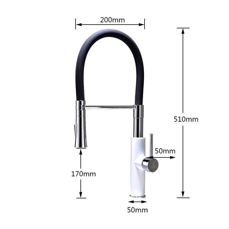 Shop nu deze Design chroom messing meng kraan treksproeier zwart rubber op Valisa.nl