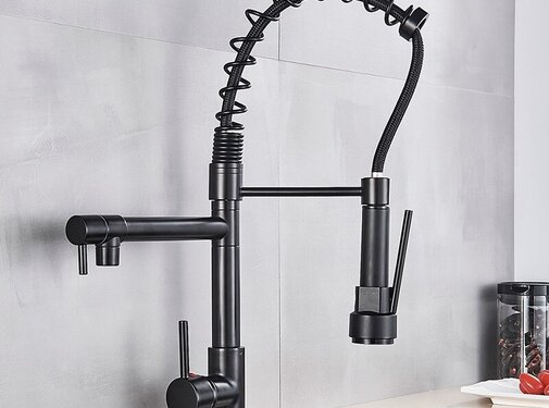 VALISA Horeca Kraan keuken Pull Down Spoel kraan Mat Zwart