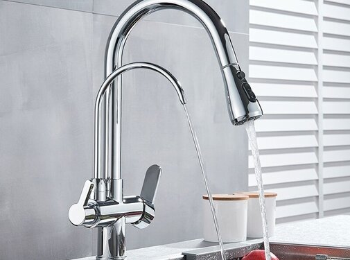 VALISA Moderne keuken mengkraan met aansluiting filter drinkwater Chroom